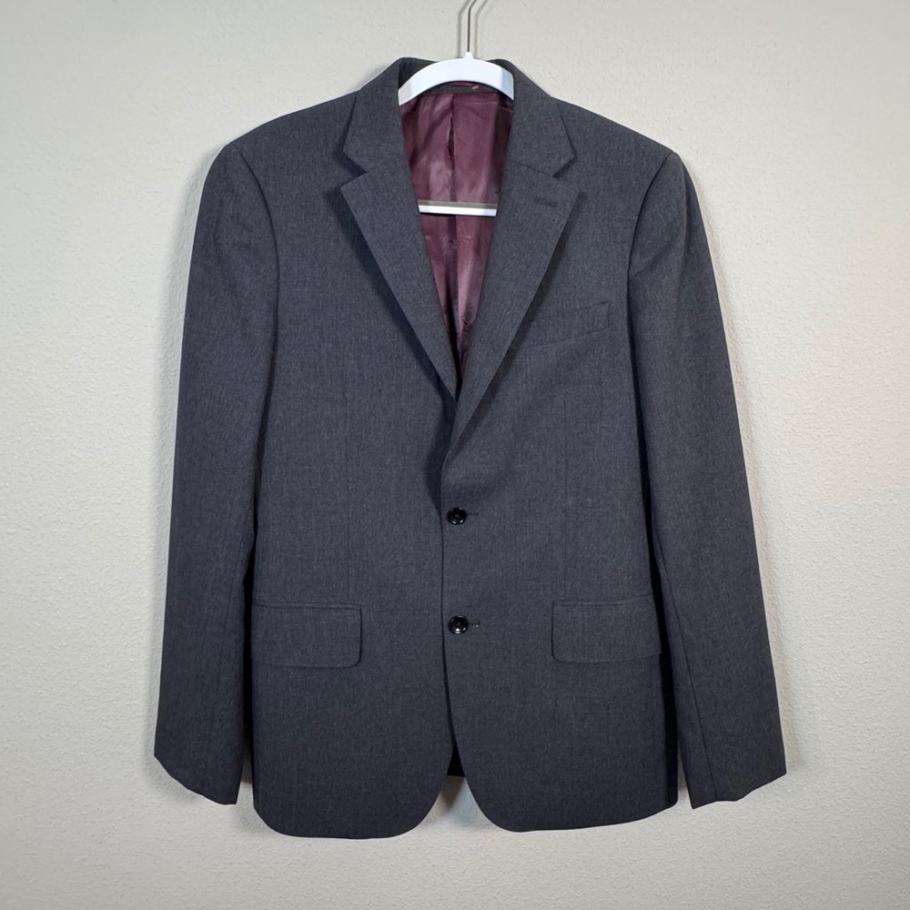 Charles Tyrwhitt Men's 100% Wool Slim Fit Blazer Sport Coat Charcoal Grey 38R